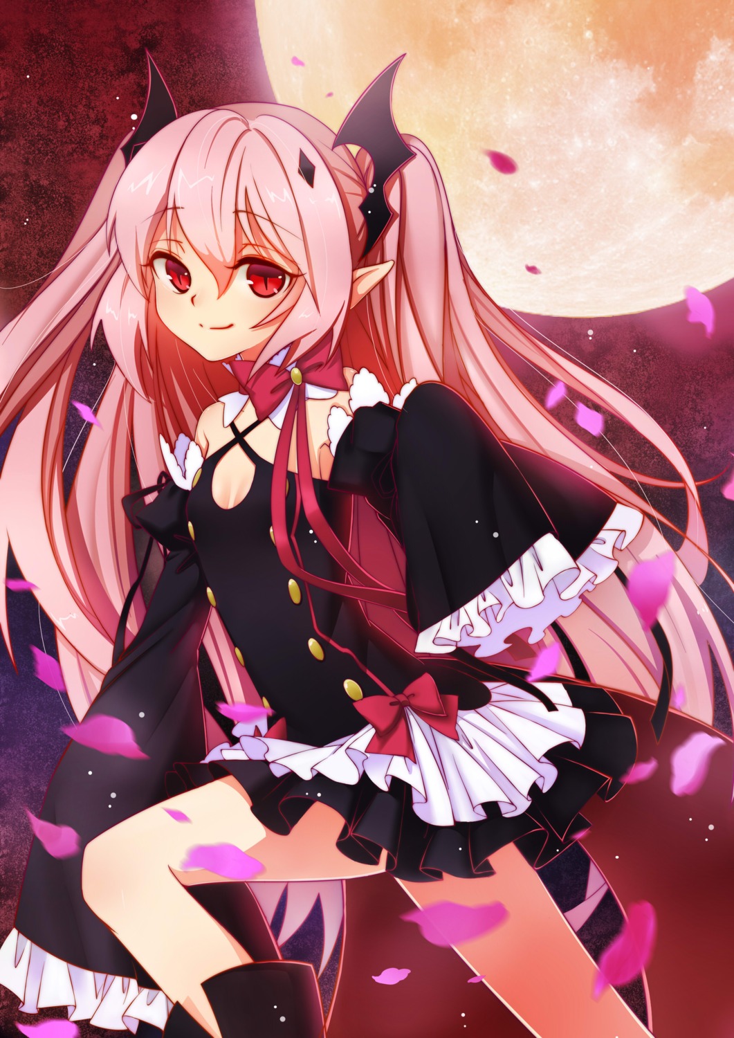 cleavage dress krul_tepes mow owari_no_seraph pointy_ears