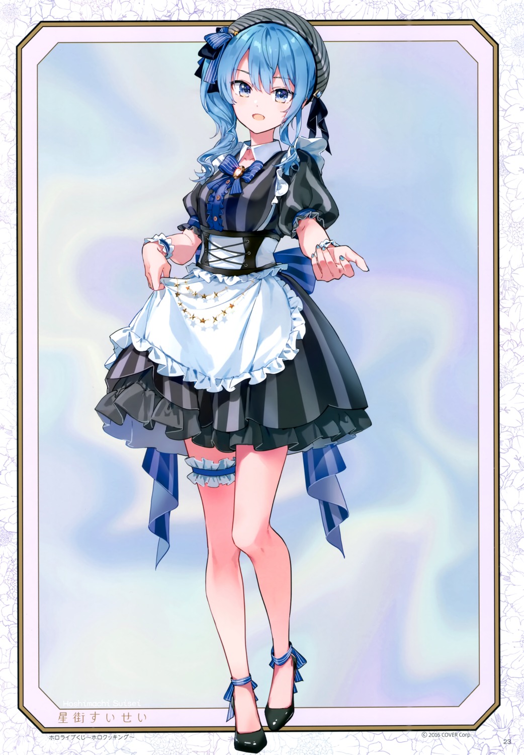 atelier_tiv_artworks garter hololive hoshimachi_suisei maid skirt_lift tiv