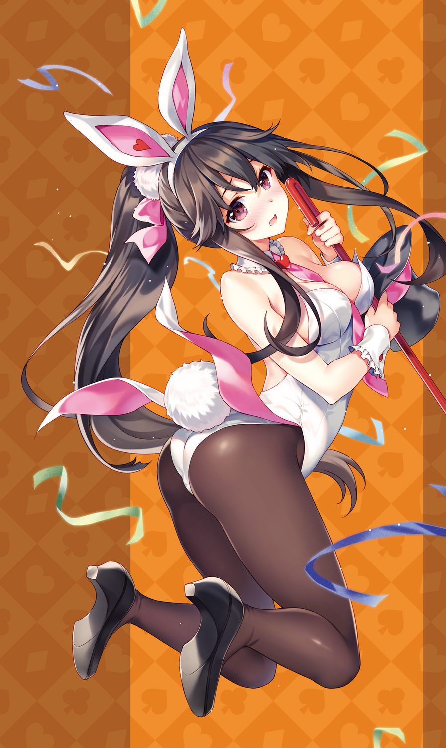 animal_ears ayase_miharu bunny_ears bunny_girl heels no_bra pantyhose riv seirei_gensouki tail