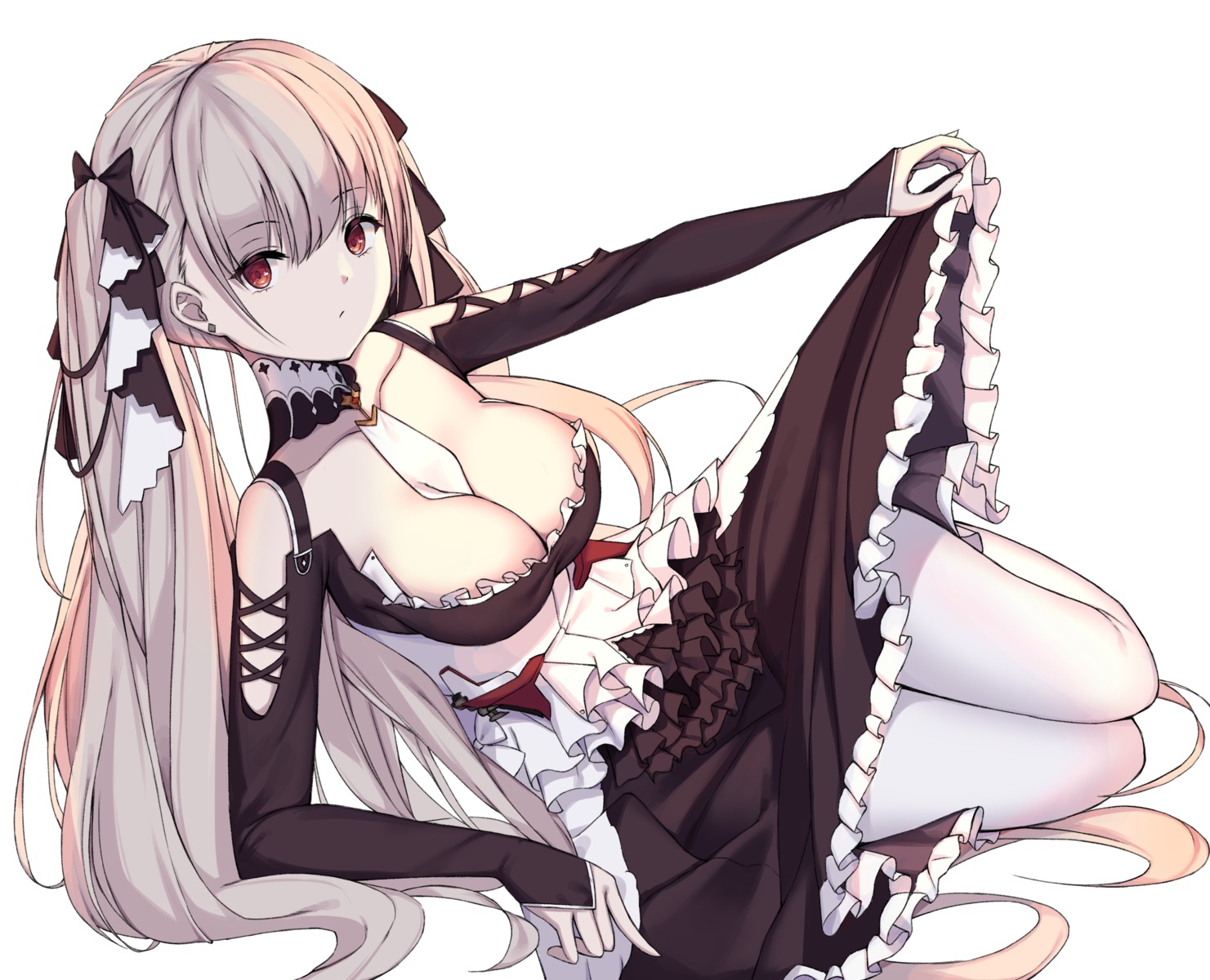 azur_lane formidable_(azur_lane) gothic_lolita lolita_fashion no_bra okappa_(bobbed001) pantyhose skirt_lift