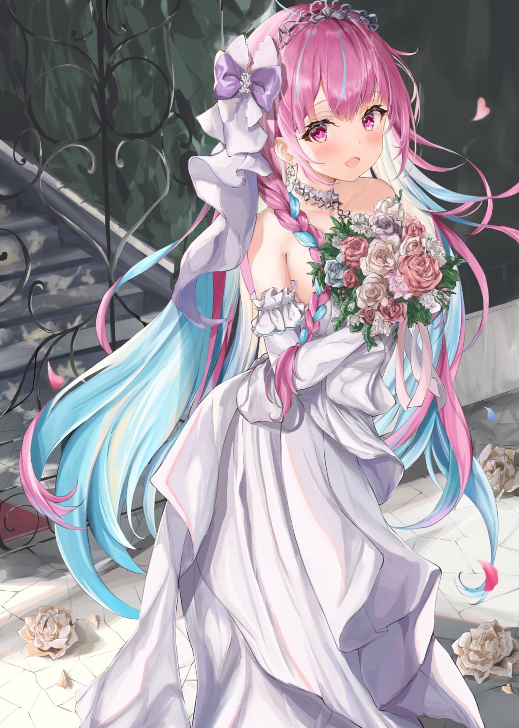 dress hololive mikanagi_yuri minato_aqua wedding_dress