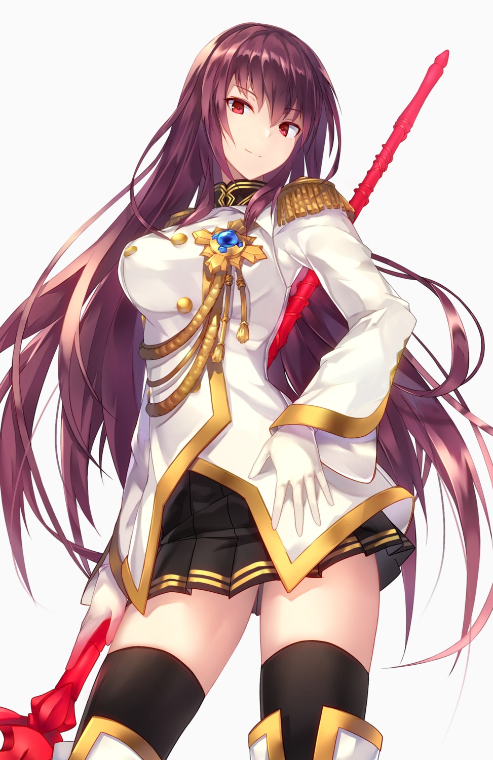 fate/extella_link fate/grand_order metindone scathach_(fate/grand_order) thighhighs uniform weapon