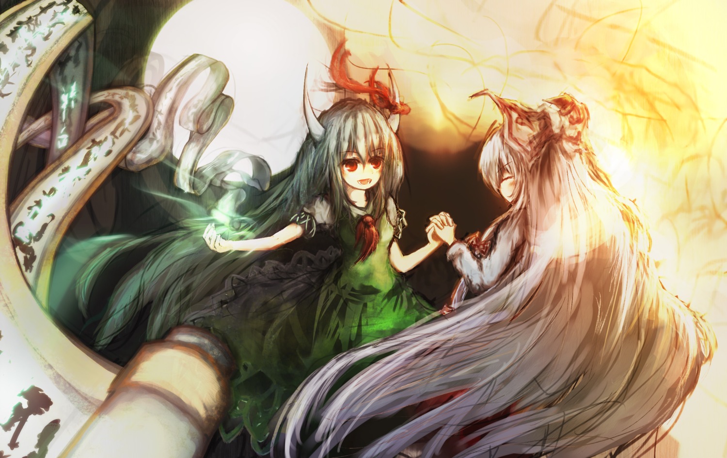 ex_keine fujiwara_no_mokou horns innemk kamishirasawa_keine touhou