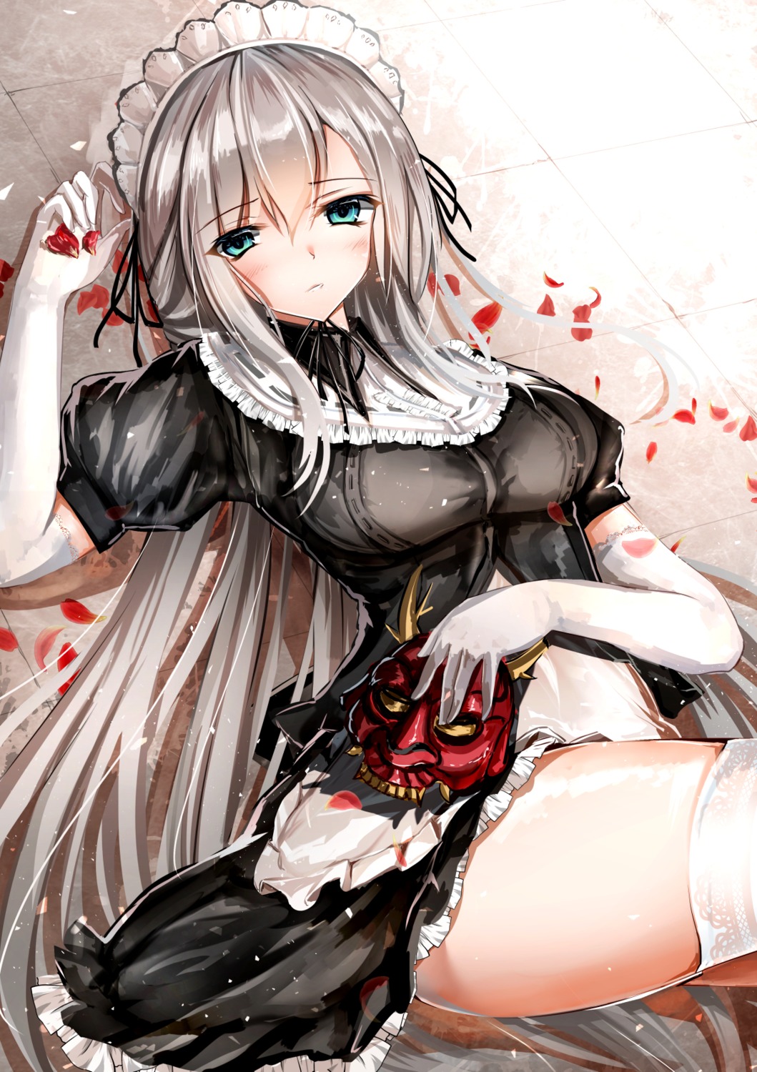 haguruma_c maid skirt_lift stockings thighhighs