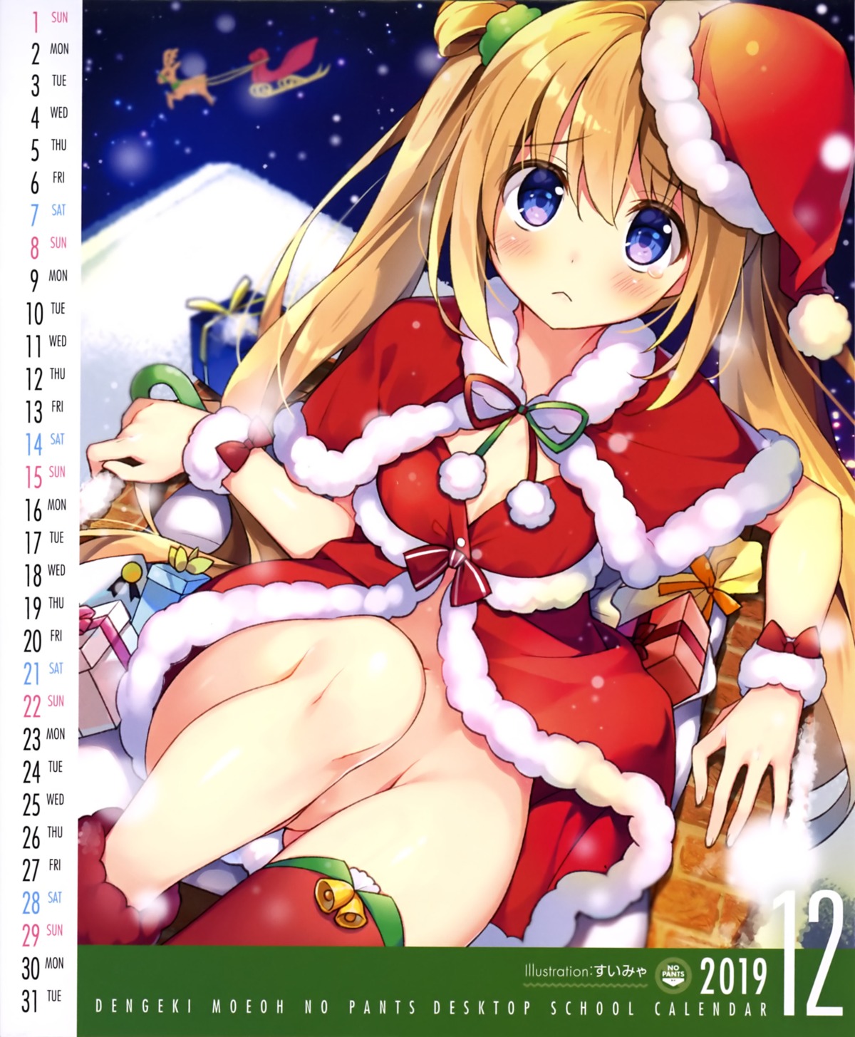 calendar christmas cleavage dress hakka nopan suimya thighhighs