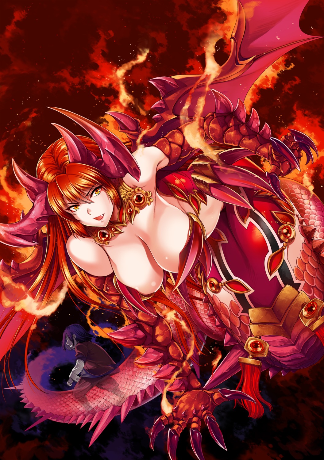 armor bikini_armor cleavage gen_(genetrix) horns monster_girl tail wings