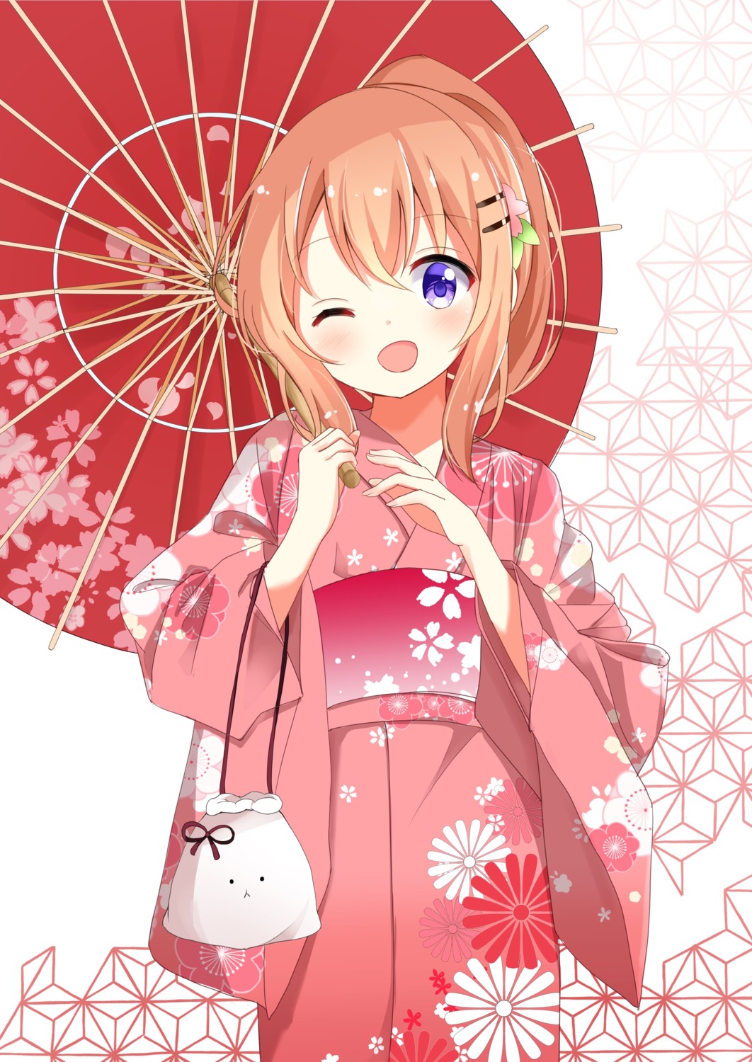 gochuumon_wa_usagi_desu_ka? hoto_cocoa kimono kousaka_nobaku umbrella
