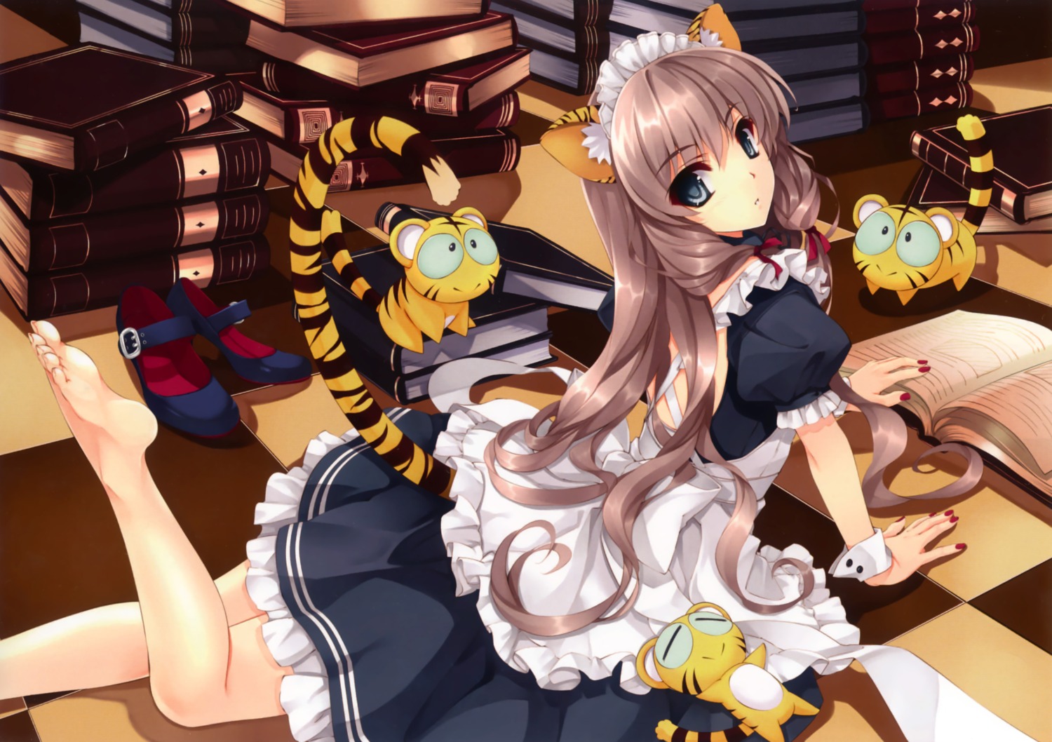 animal_ears feet maid misaki_kurehito tail toranoana