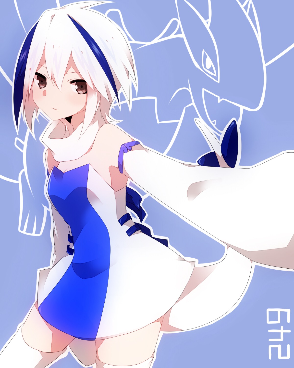 anthropomorphization lugia pokemon tail takeshima_eku thighhighs