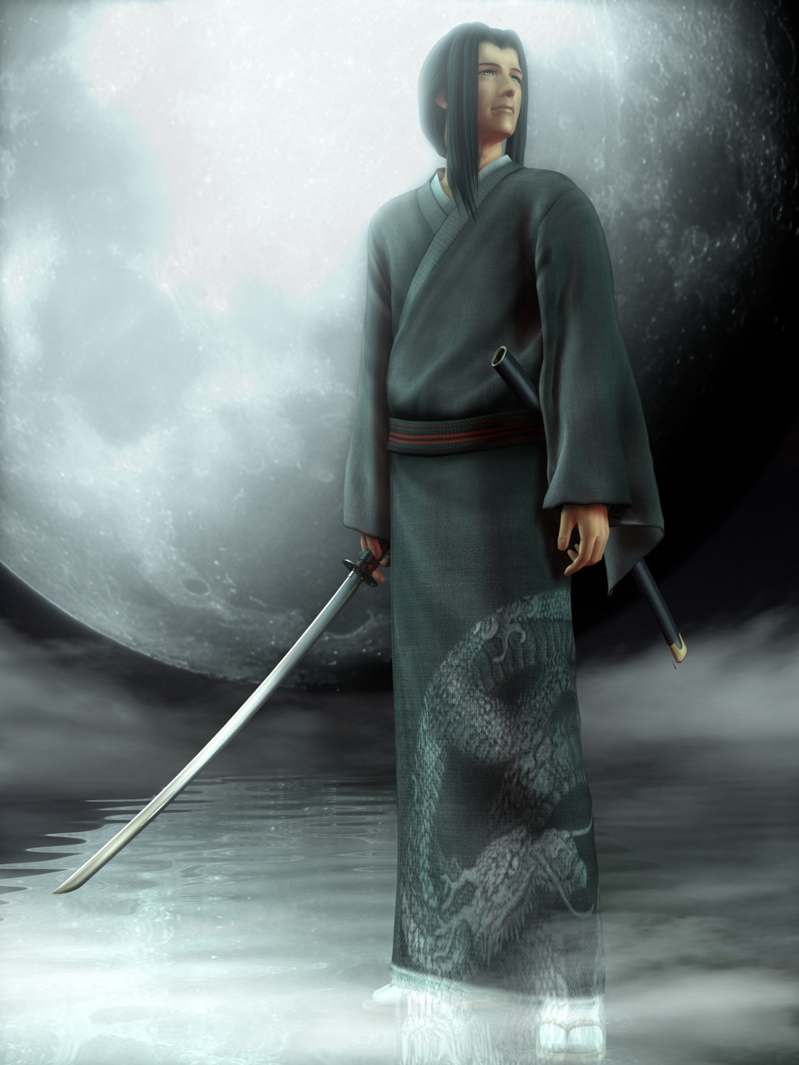 cg japanese_clothes kimono male sword uzuki_jin xenosaga xenosaga_ii
