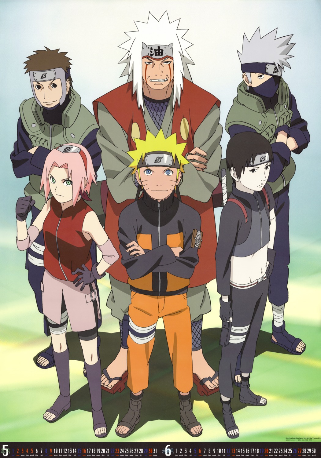 calendar haruno_sakura hatake_kakashi jiraiya naruto sai_(naruto) uzumaki_naruto yamato_(naruto)