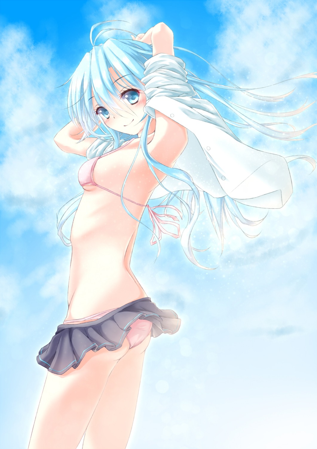 asahi_(ge_nyu) bikini denpa_onna_to_seishun_otoko seifuku swimsuits touwa_erio undressing