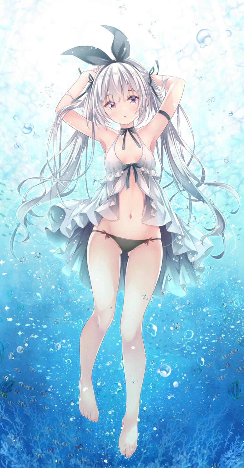 bikini ryo_(botsugo) see_through swimsuits thong wet