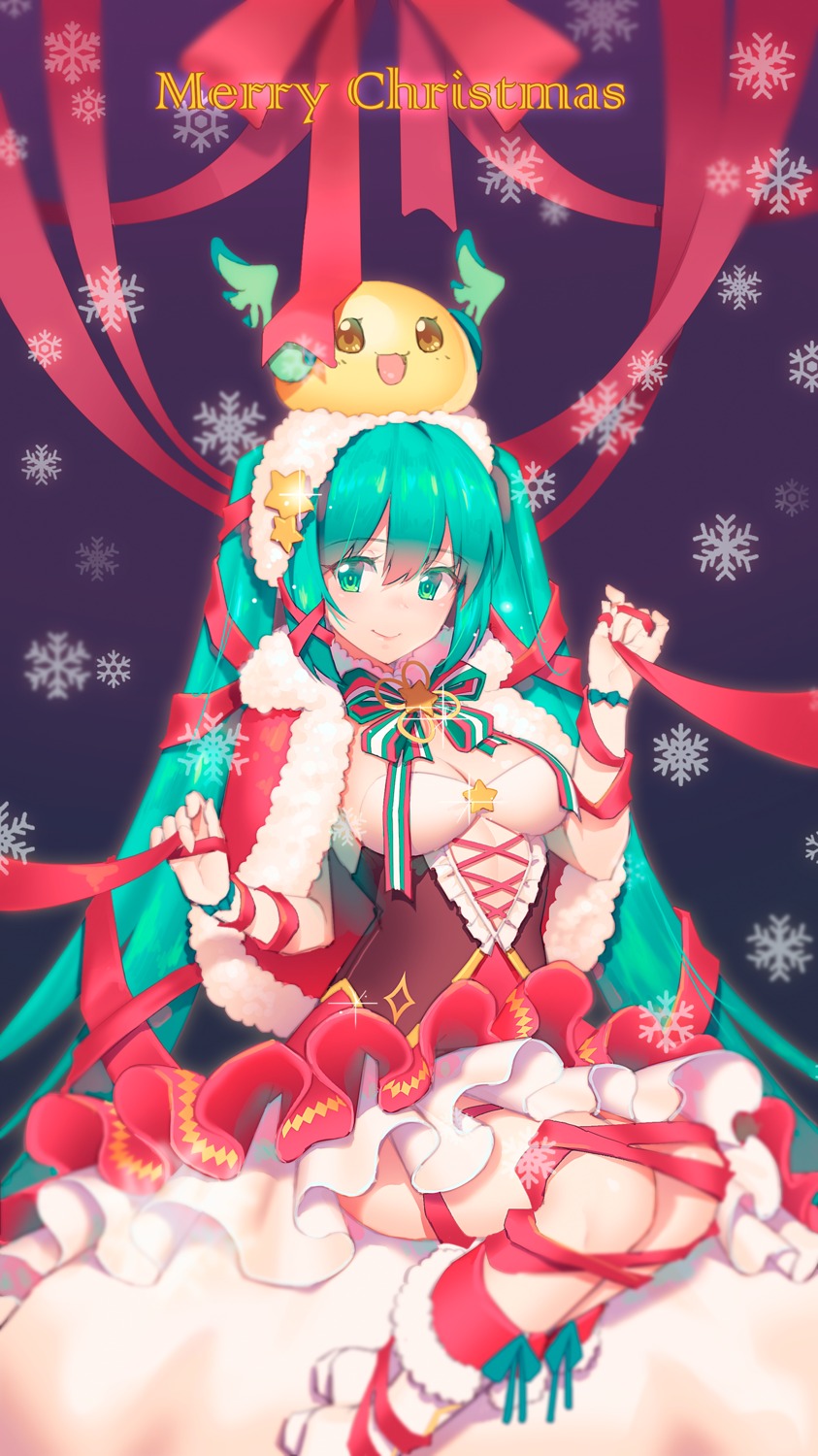 christmas cleavage fiodo hatsune_miku heels vocaloid