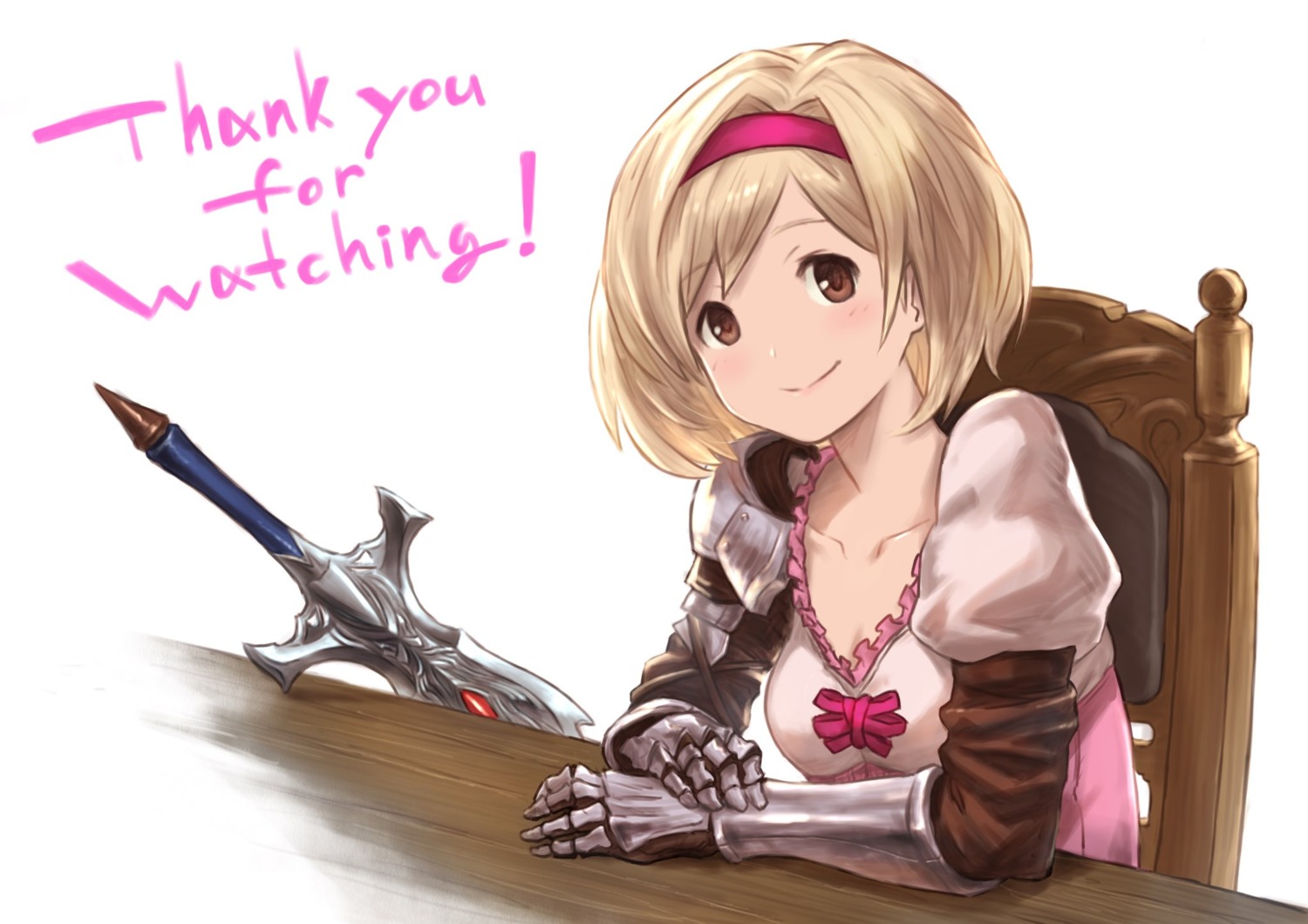 armor cleavage djeeta_(granblue_fantasy) fukuhara_tetsuya granblue_fantasy sword