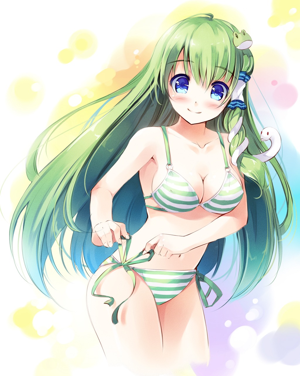 bikini cleavage kochiya_sanae miyase_mahiro swimsuits touhou