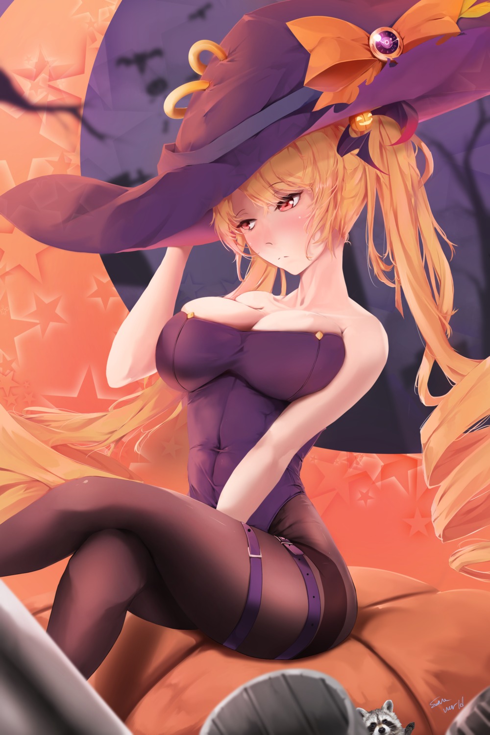 azur_lane breast_hold cleavage garter halloween nelson_(azur_lane) pantyhose sonaworld witch