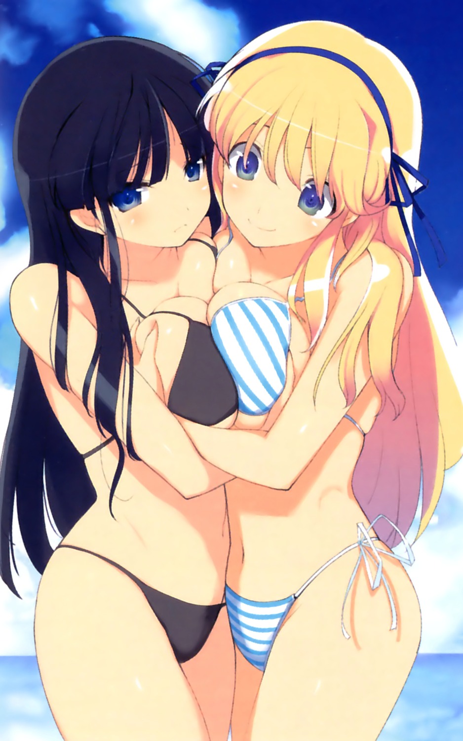 bikini breast_grab cleavage ikaruga katsuragi senran_kagura swimsuits symmetrical_docking yaegashi_nan