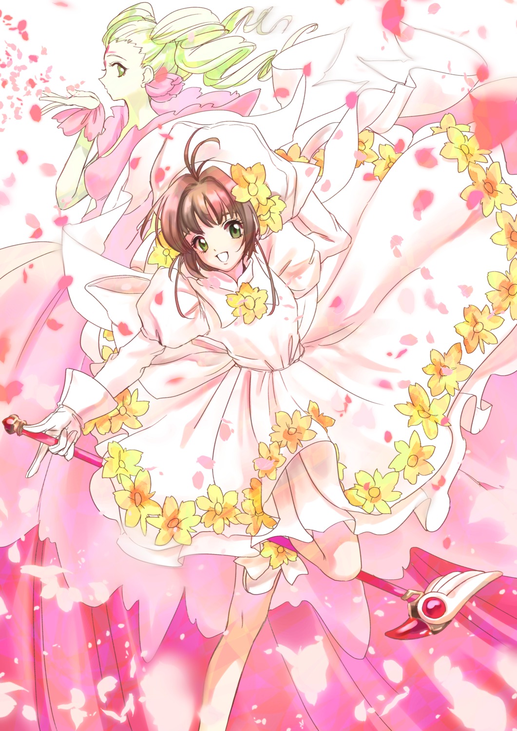 card_captor_sakura dress kinomoto_sakura kisumi_rei skirt_lift the_flower weapon