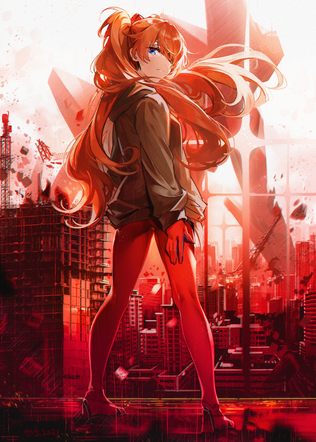 baisi_shaonian bodysuit heels neon_genesis_evangelion souryuu_asuka_langley