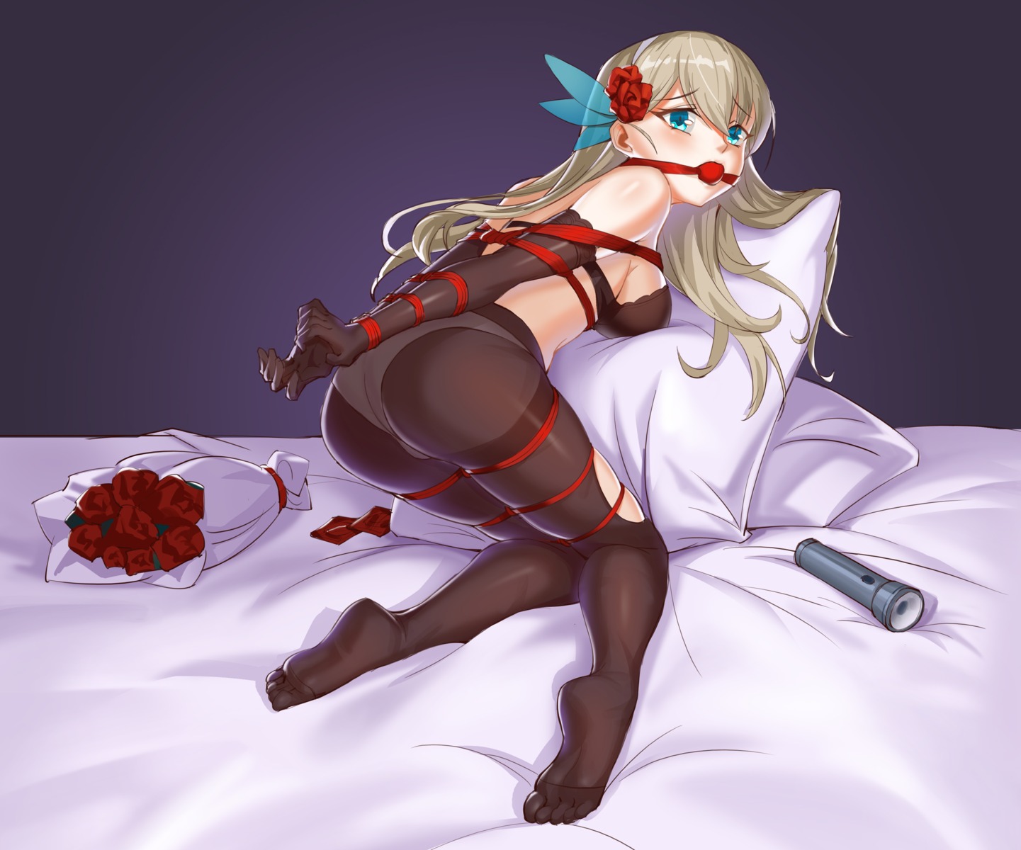 ass bondage bra lexington_(zhanjianshaonv) pantsu pantyhose sakebiwagajoou torn_clothes zhanjianshaonv