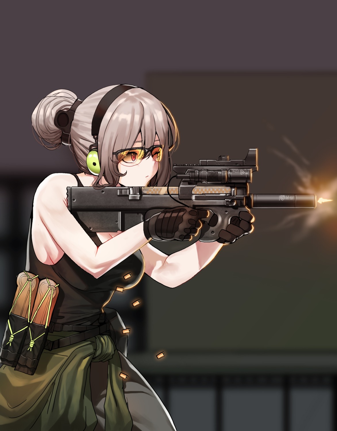 cleavage girls_frontline gun ihobus megane p90_(girls_frontline) weapon