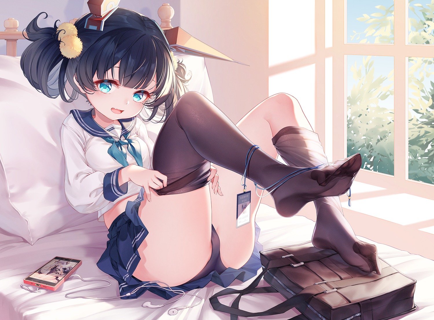 feet loli pantsu seifuku skirt_lift suannai_wanzi thighhighs undressing