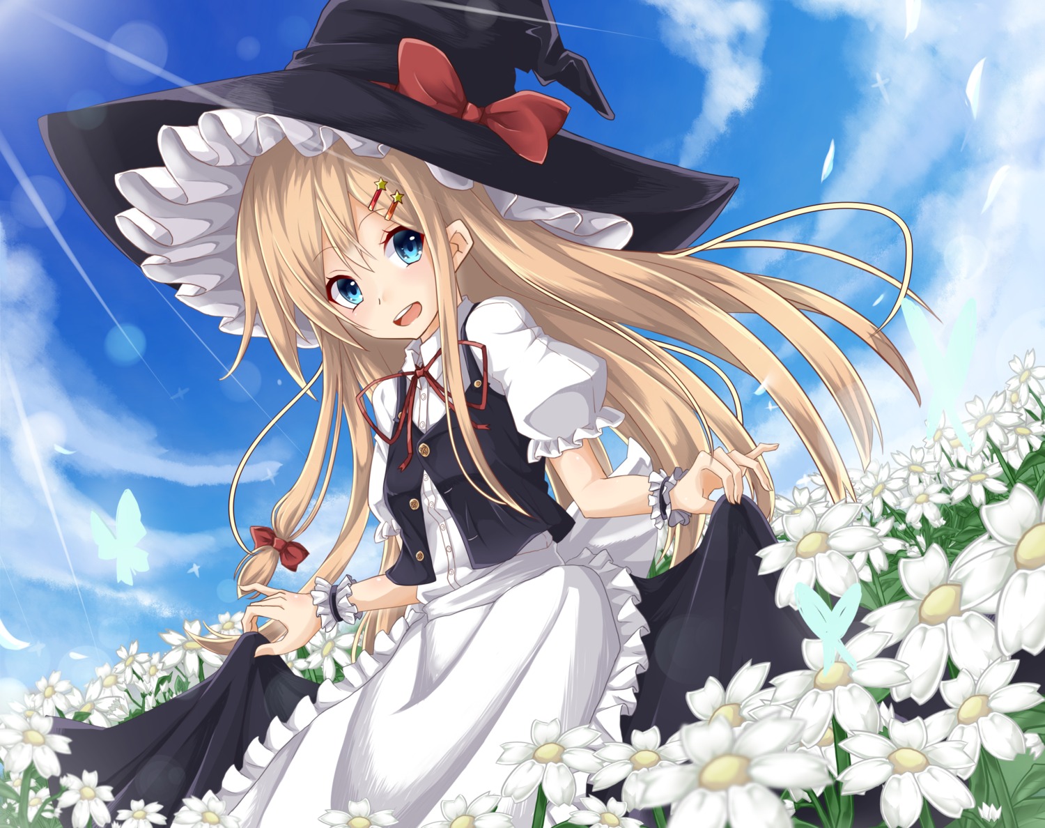 kirisame_marisa rugaru skirt_lift touhou witch