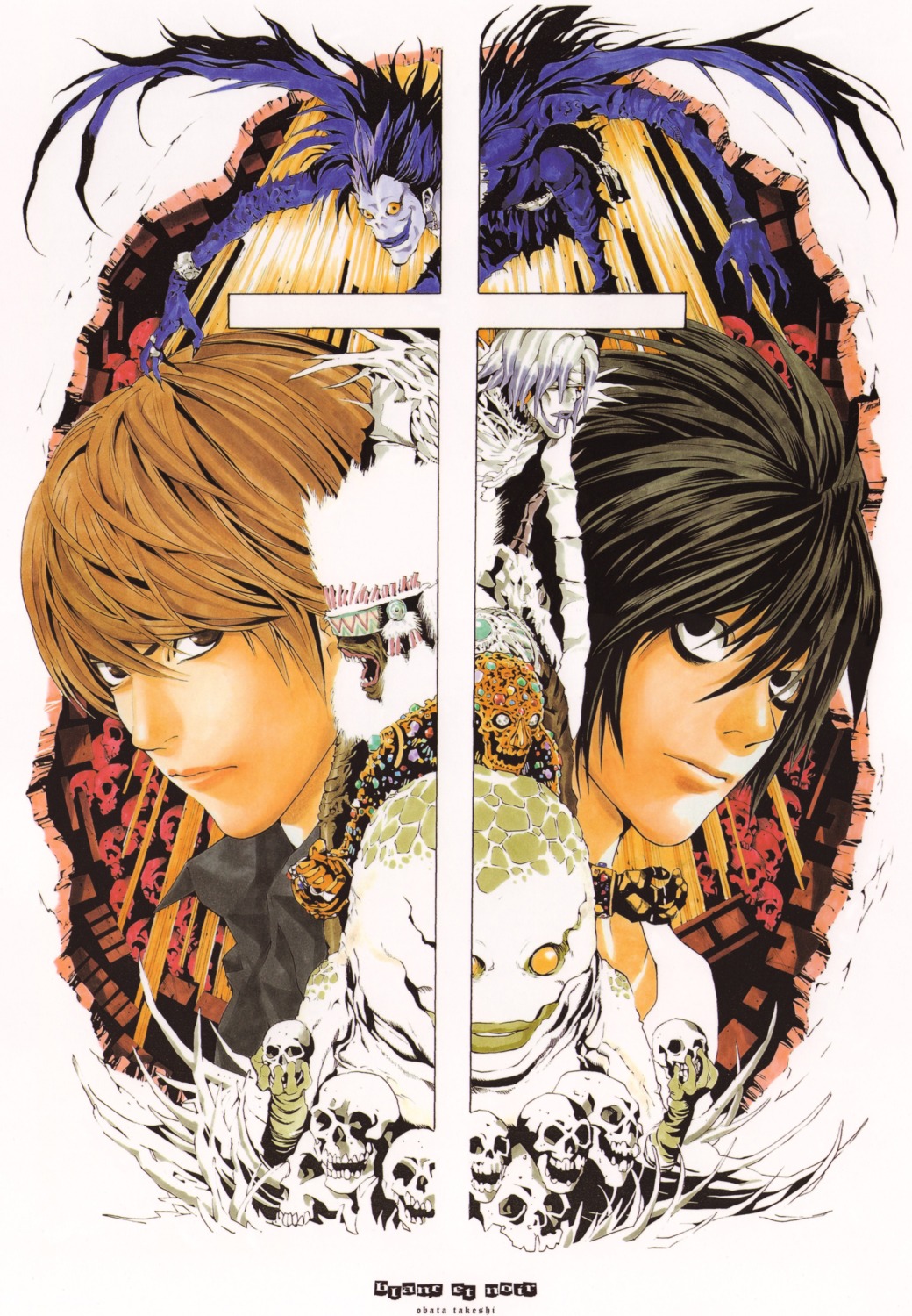 death_note l male obata_takeshi ryuk yagami_light