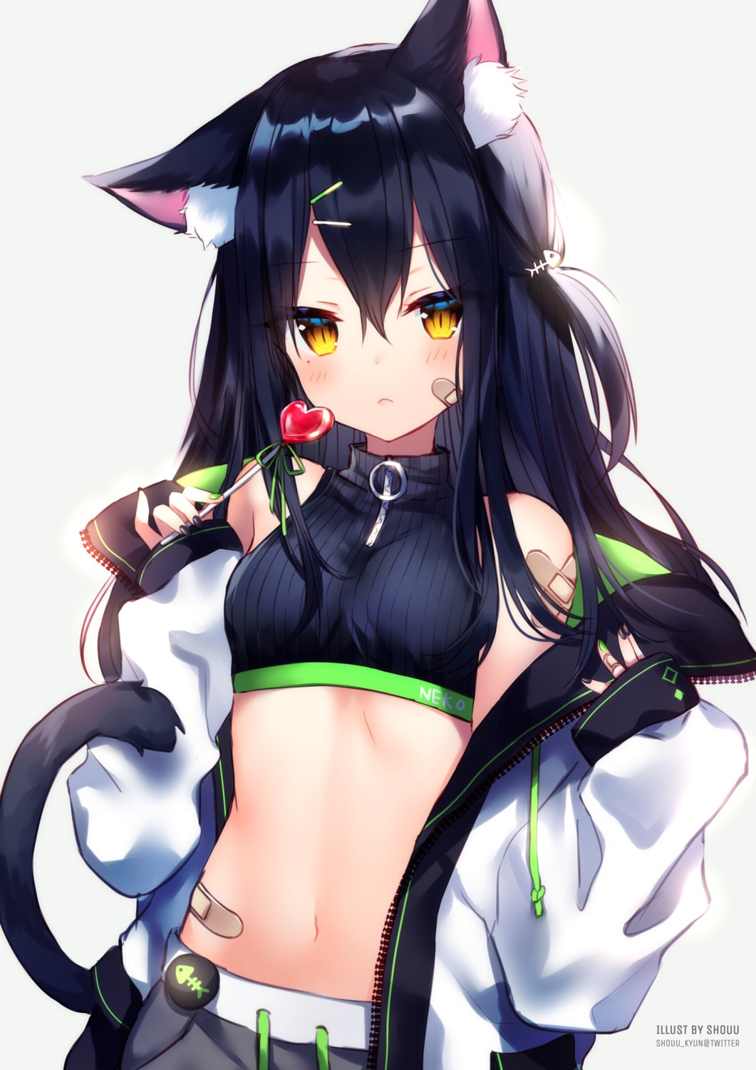 animal_ears bandaid nekomimi shouu-kun tail