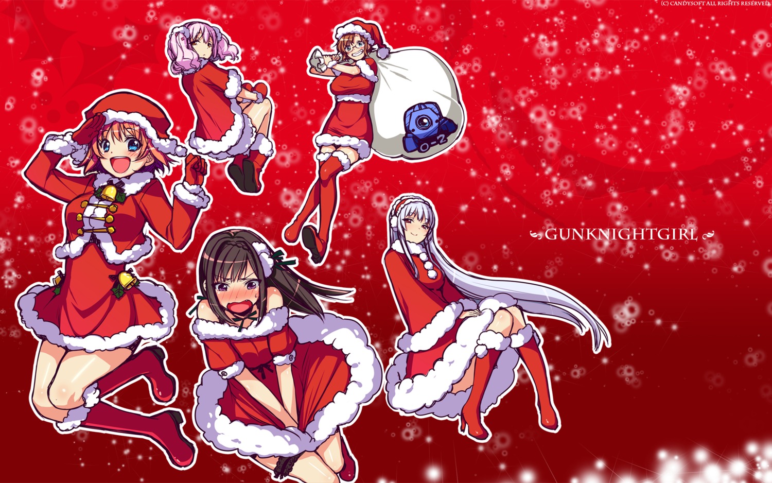 candysoft christmas gun_knight_girl megane sumeragi_kohaku thighhighs wallpaper