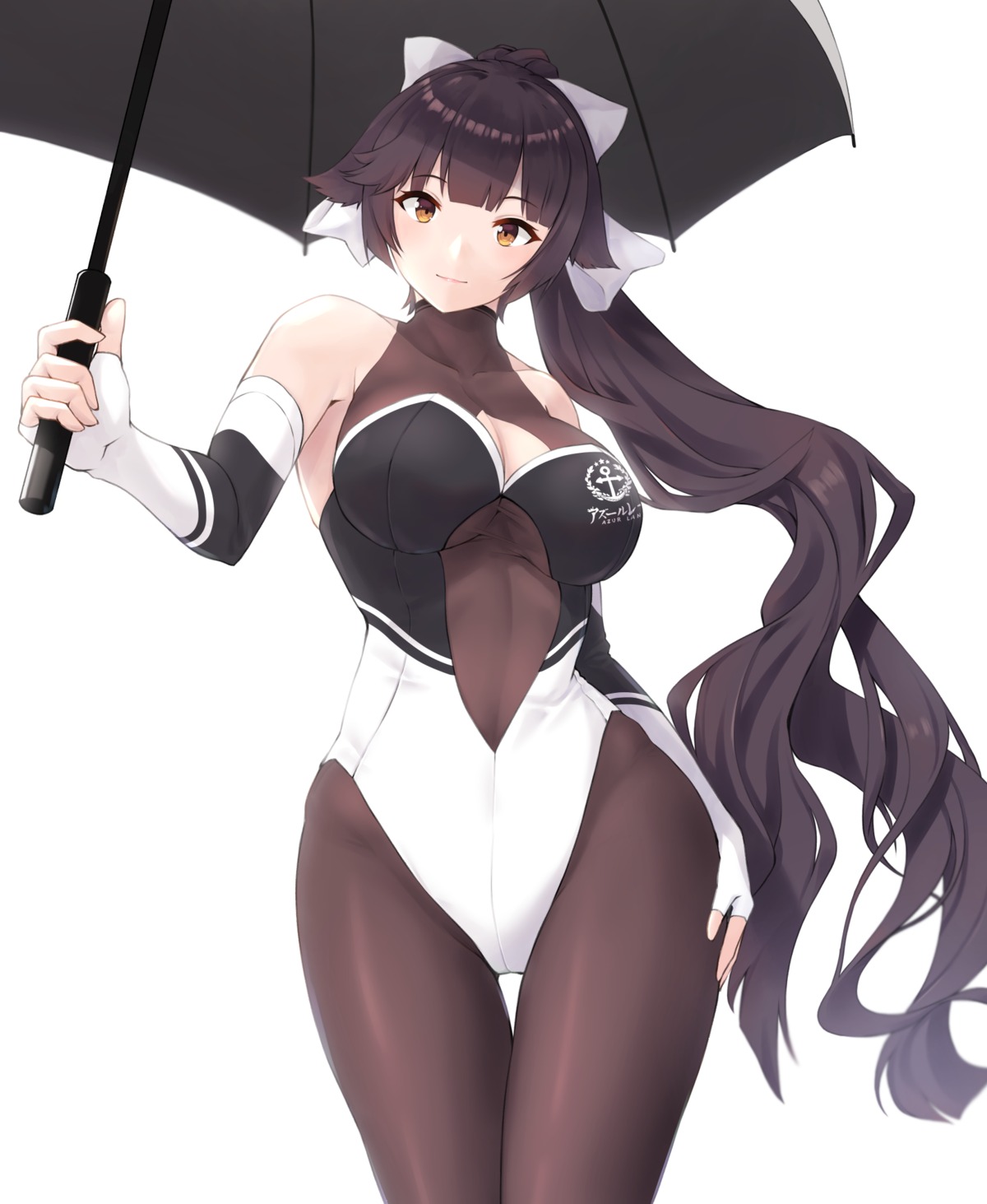 azur_lane bodysuit enchuu takao_(azur_lane) umbrella