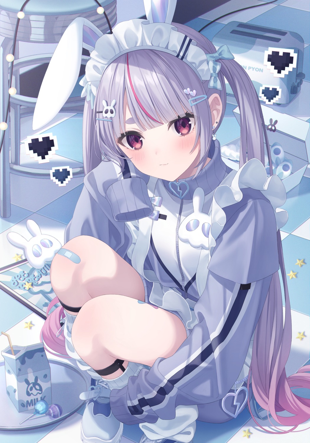 animal_ears bandaid bunny_ears cattleya_regina_games jimmy maid tosaki_mimi vspo!