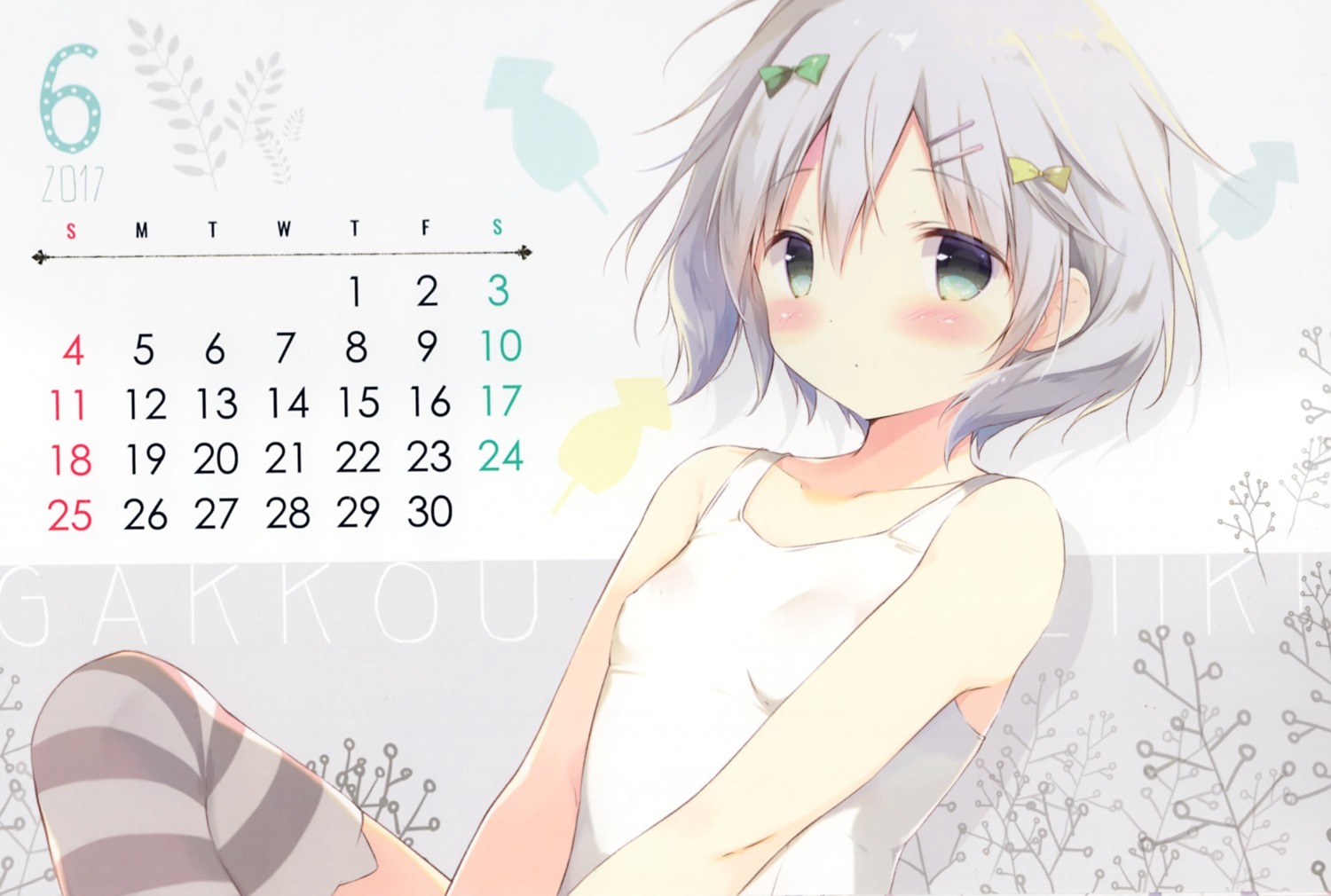 calendar loli school_swimsuit shiratama shiratamaco swimsuits thighhighs