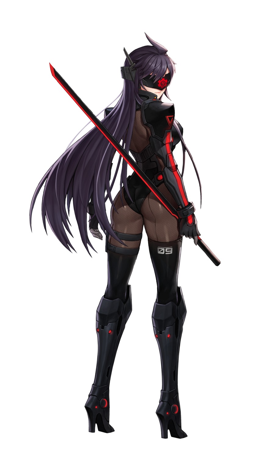 armor ass bodysuit counter:side fishnets garter heels no_bra sword tagme thighhighs