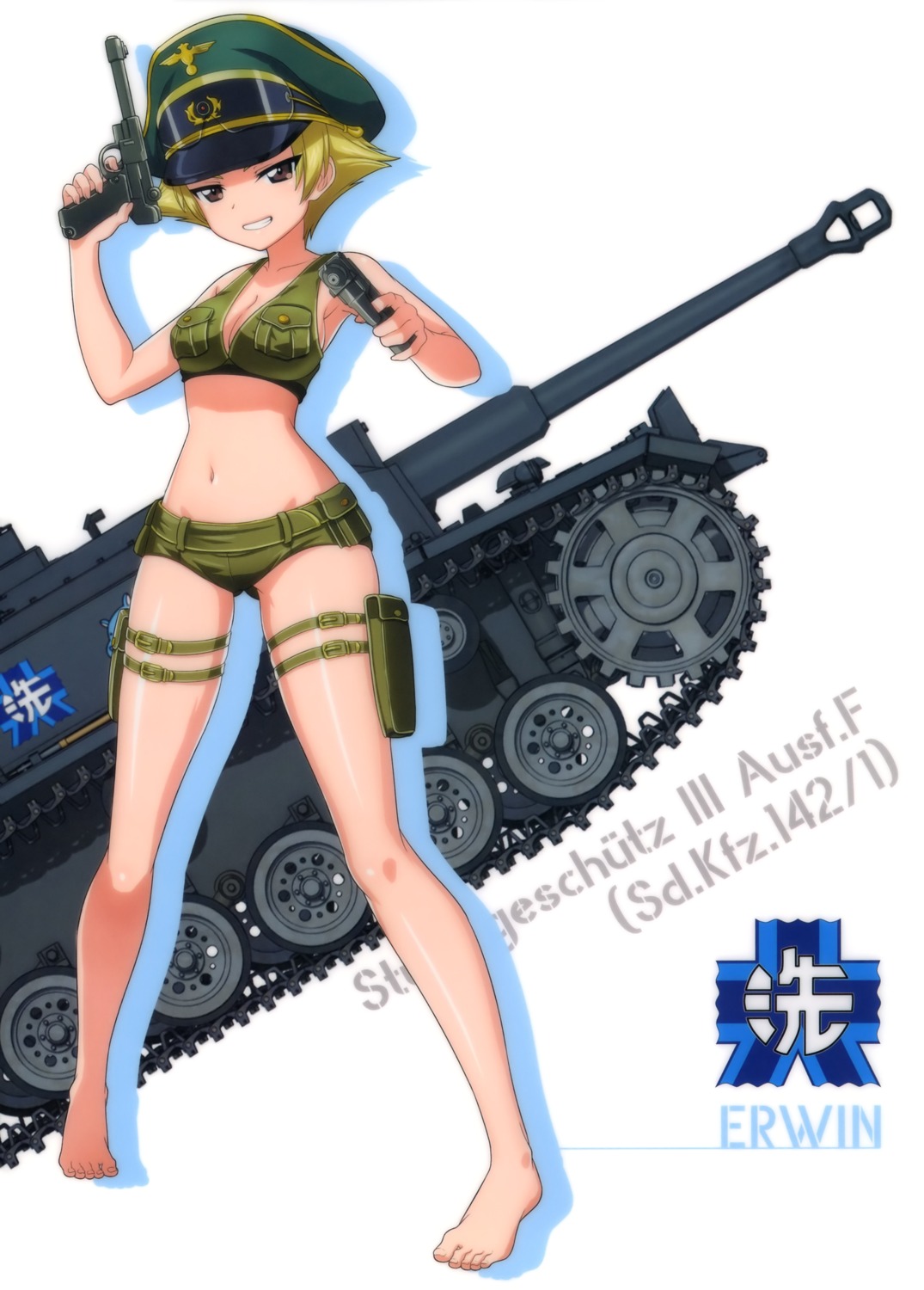 bikini cleavage erwin girls_und_panzer gun swimsuits