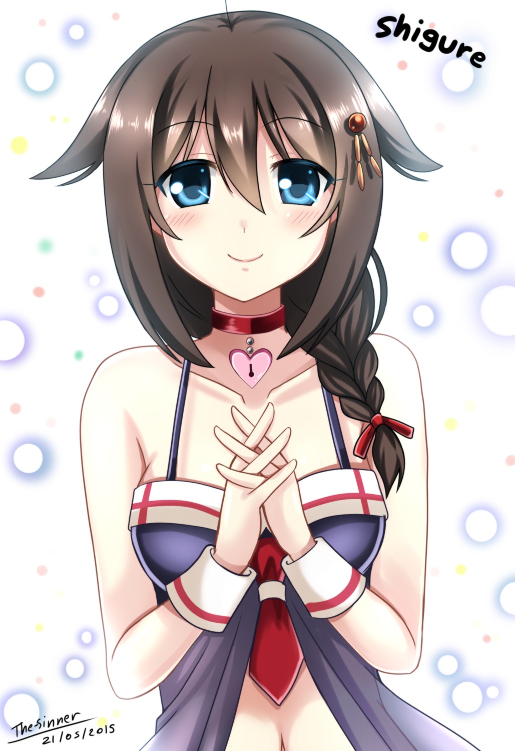 autographed cleavage kantai_collection lingerie see_through shigure_(kancolle) the-sinner
