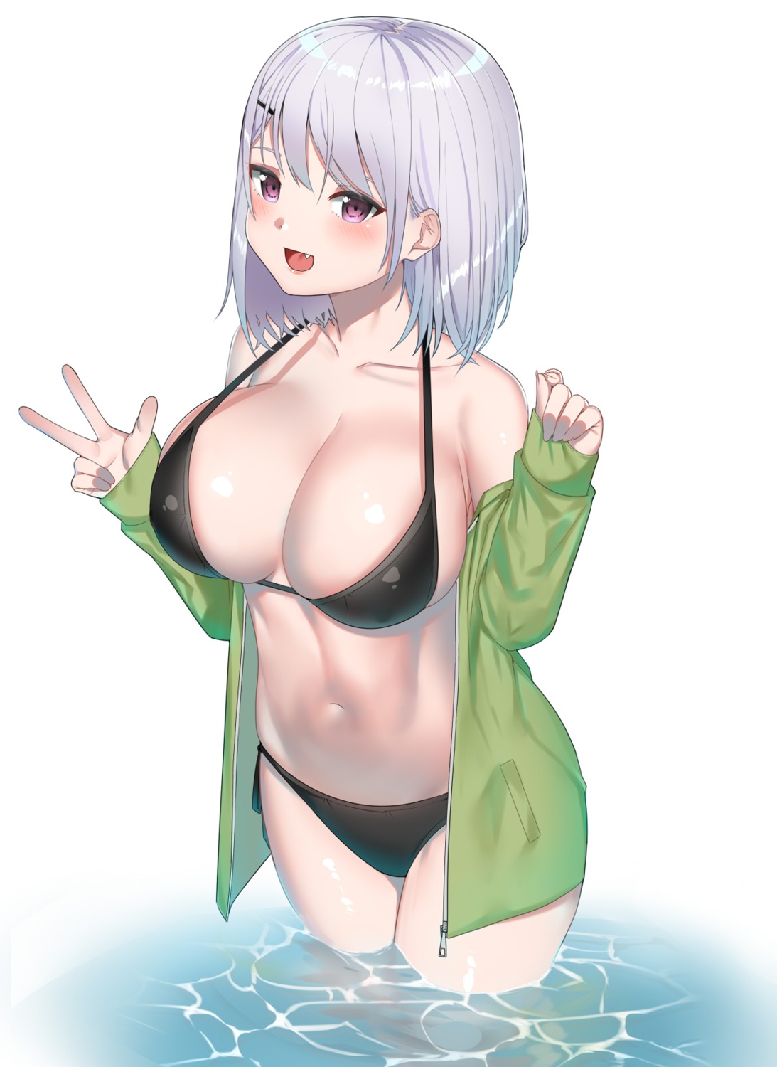 bikini open_shirt suzuharu_toufu swimsuits wet