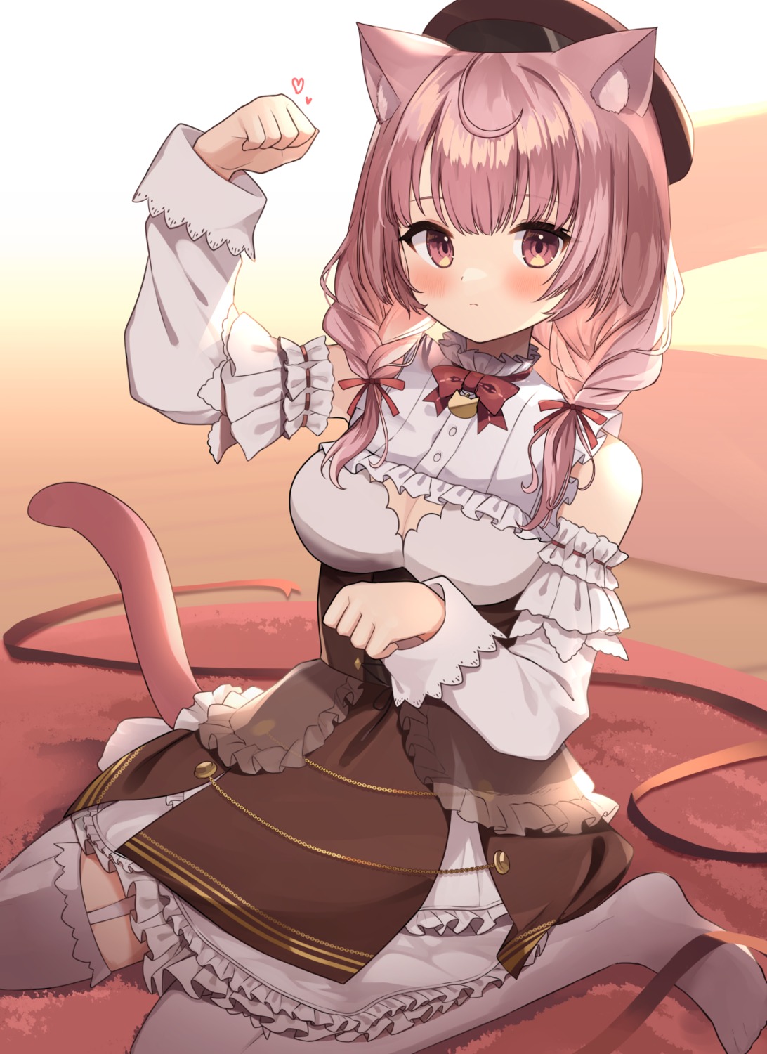 animal_ears cleavage goma_(u_p) nekomimi stockings tail thighhighs