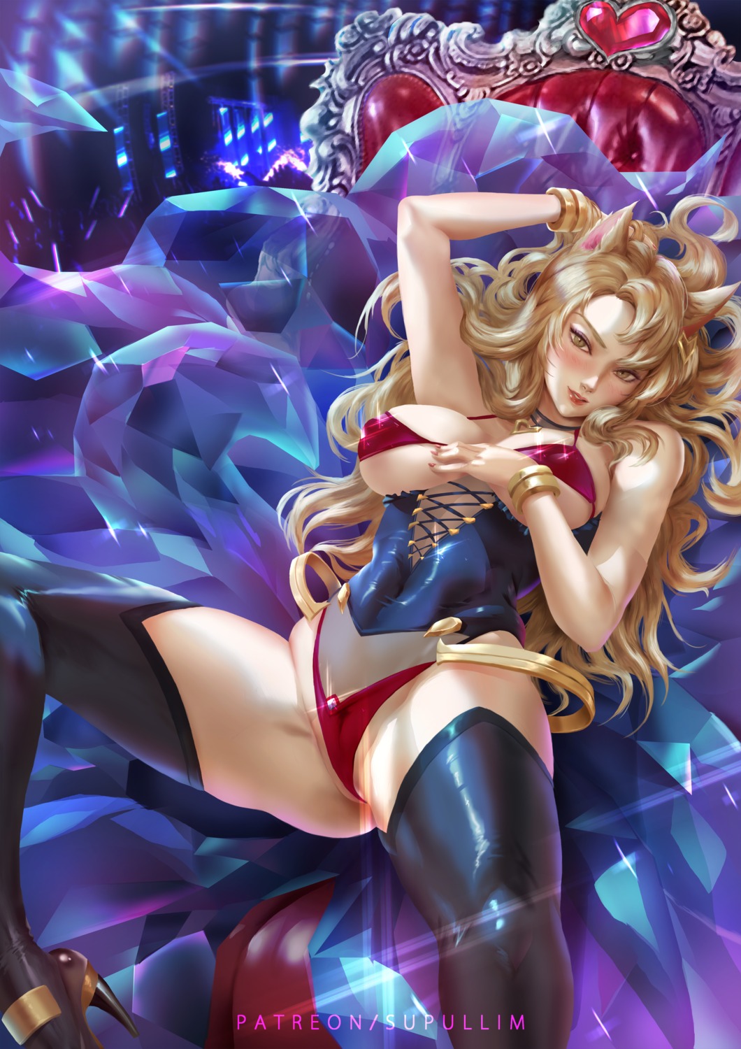 animal_ears bra cameltoe heels kitsune league_of_legends leotard pantsu supullim tail thighhighs thong