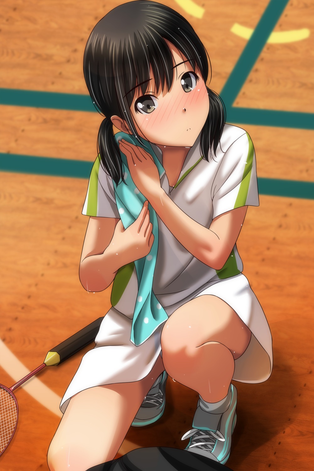 gym_uniform matsunaga_kouyou tennis towel wet