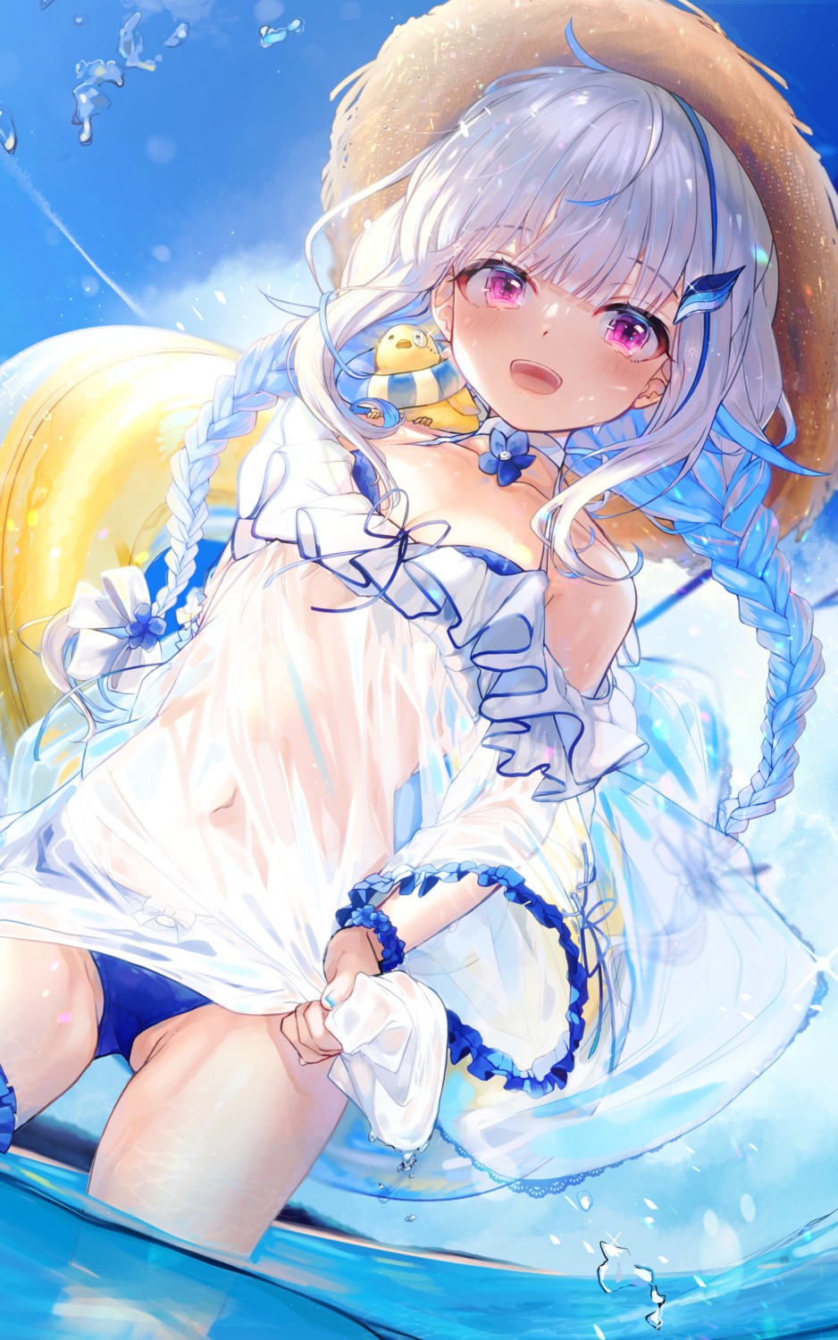 bikini garter lize_helesta loli nijisanji see_through swimsuits wet wet_clothes yunmi_0527