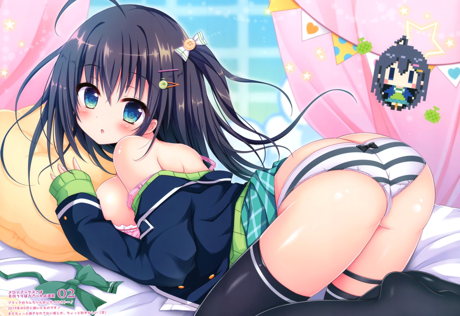 ass black_melon-chan bra pantsu picpicgram platinum_kinoko seifuku shimapan sweater thighhighs