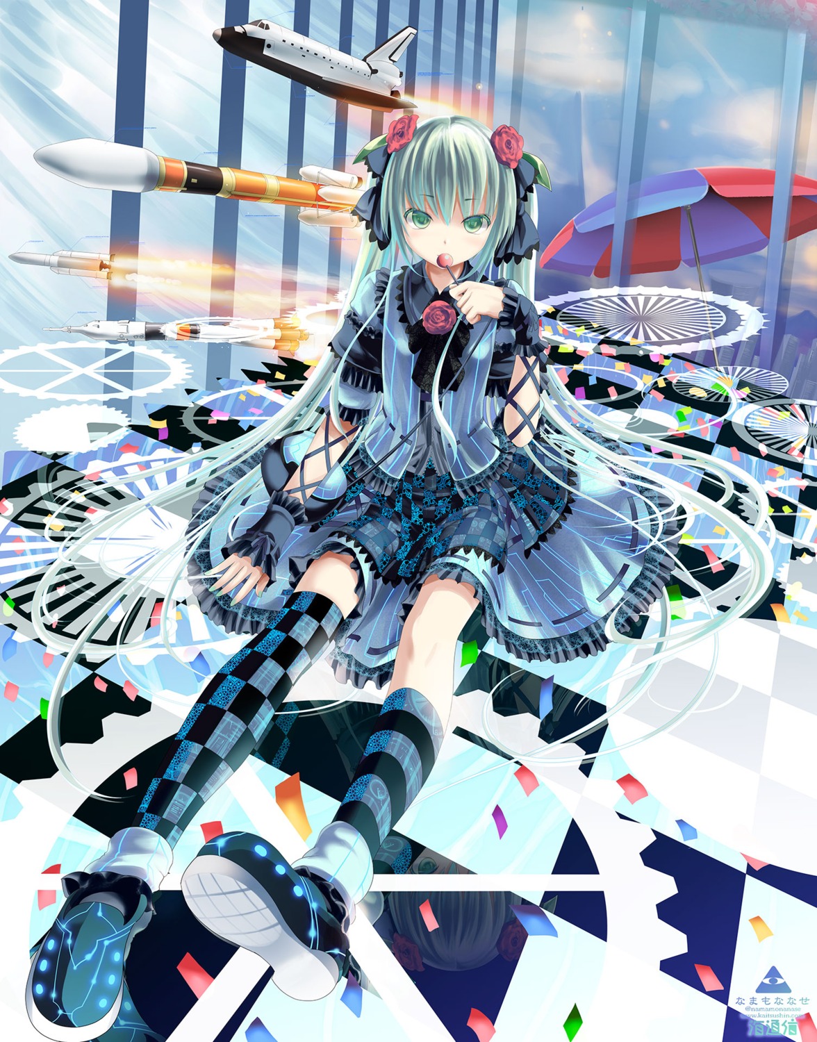 hatsune_miku lolita_fashion namamo_nanase thighhighs vocaloid