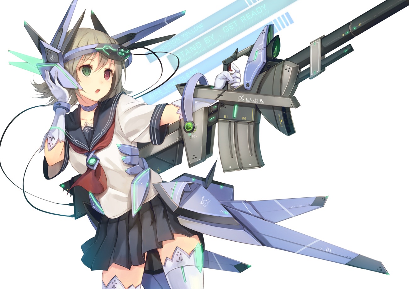 heterochromia mecha_musume paseri seifuku thighhighs