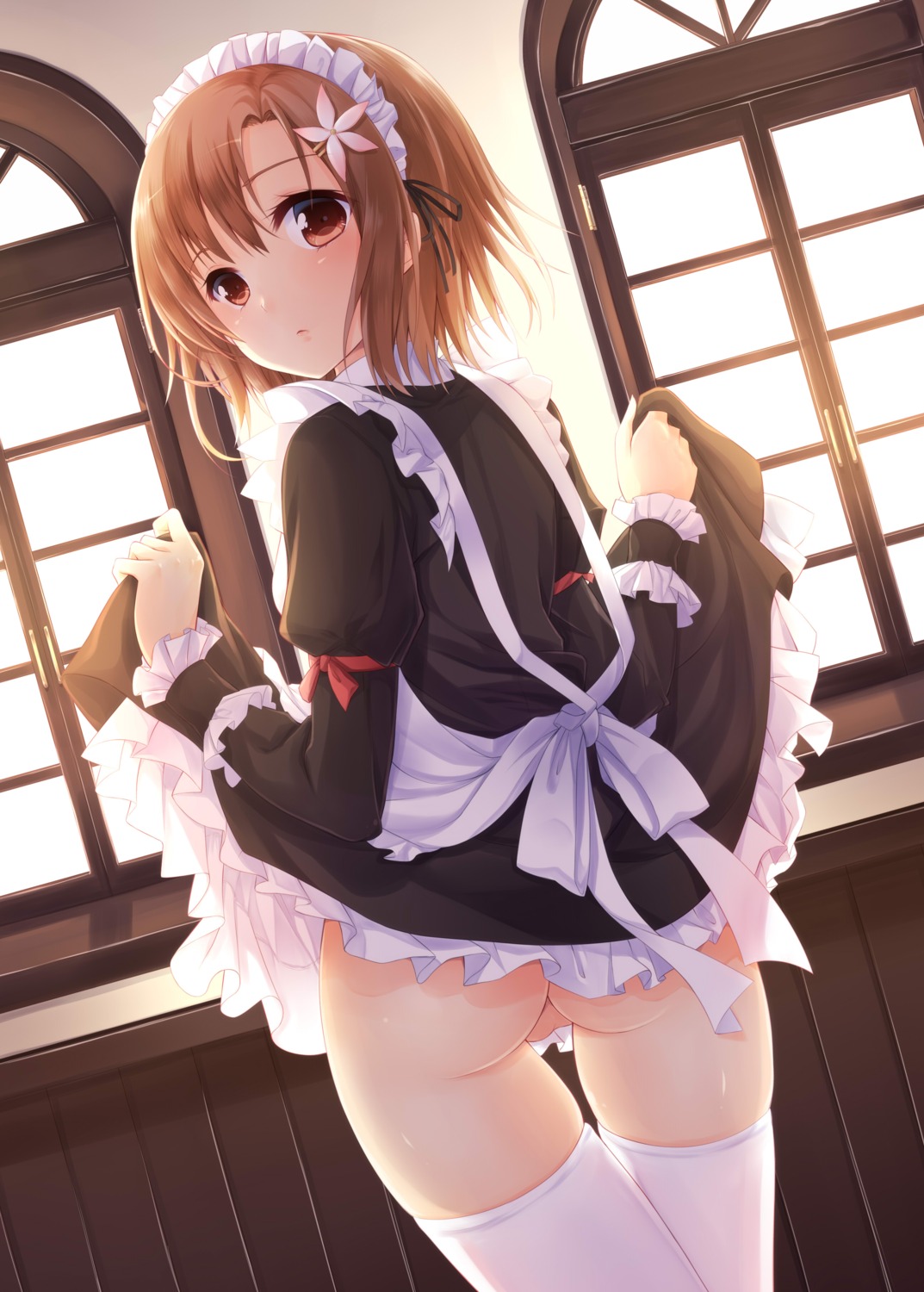 ass boku_wa_tomodachi_ga_sukunai hatachi kusunoki_yukimura maid nopan skirt_lift thighhighs