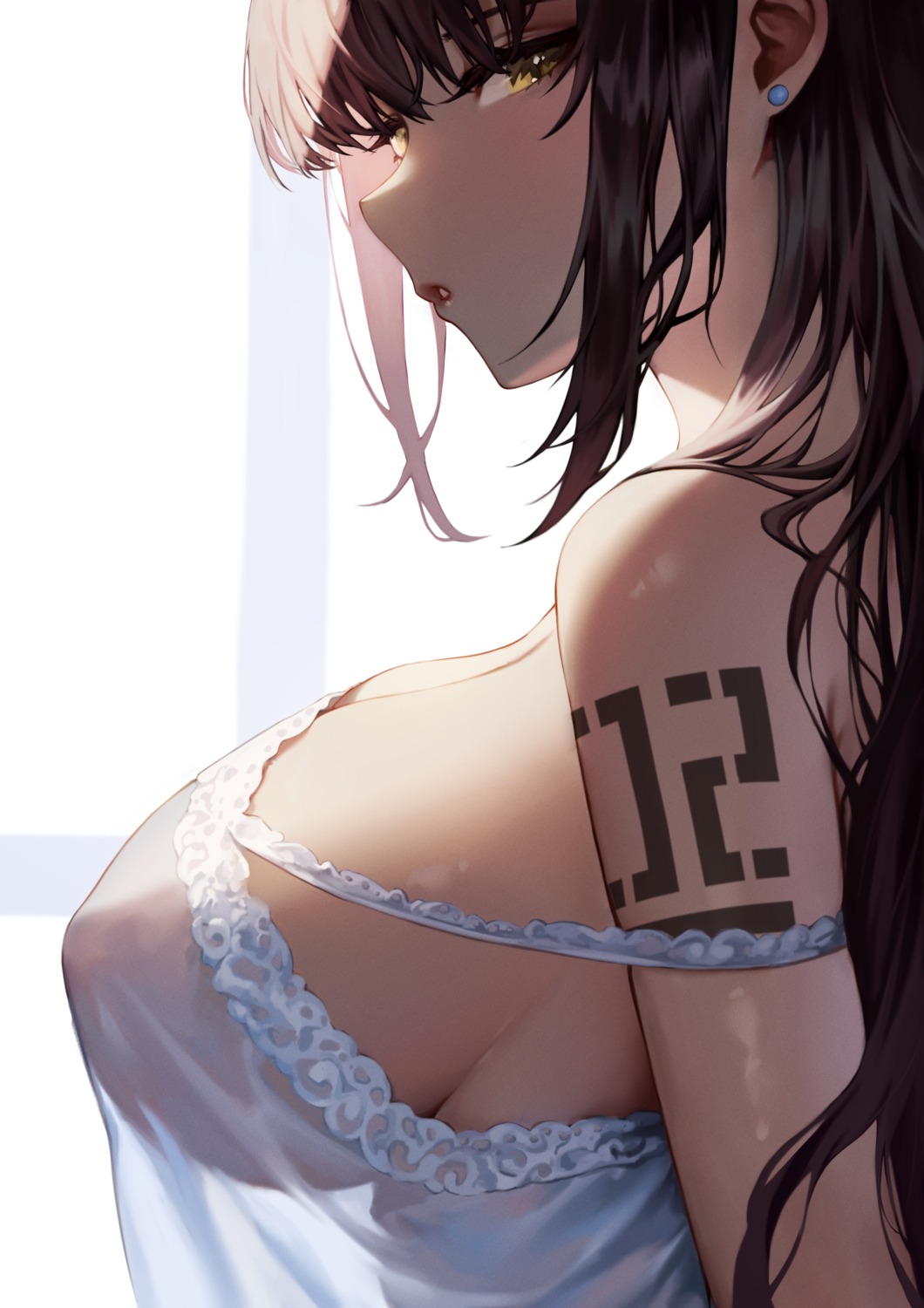 blue_archive kakudate_karin lingerie no_bra riro_(rir_0) see_through tattoo