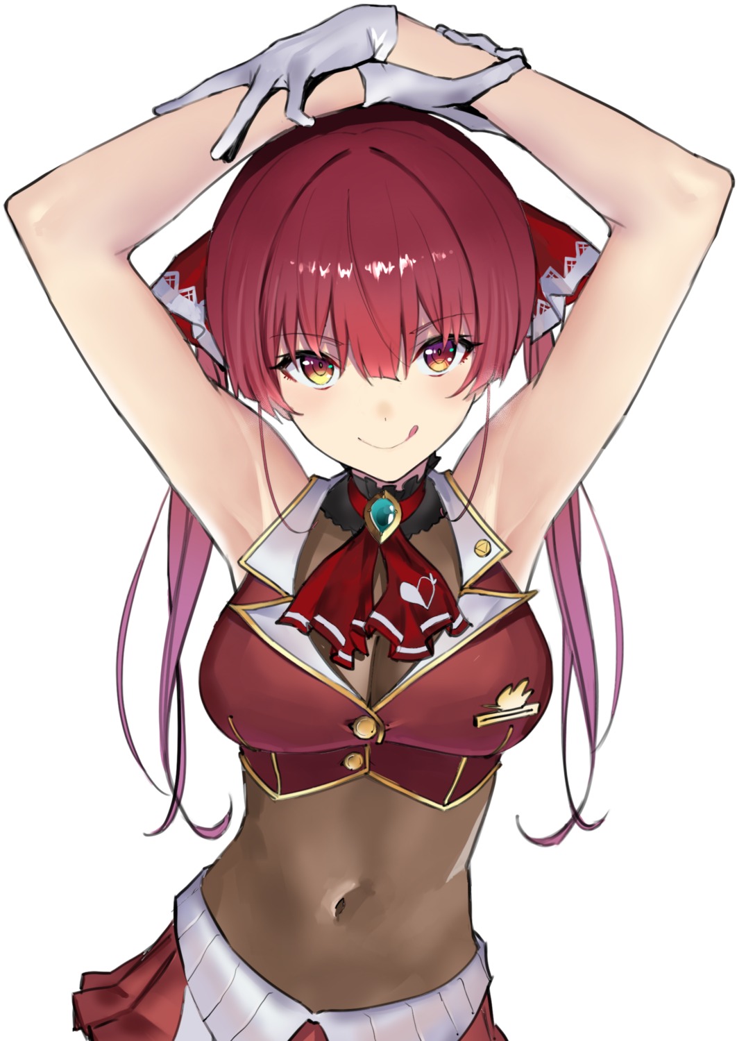 bodysuit cleavage heterochromia hololive houshou_marine jikatarou see_through