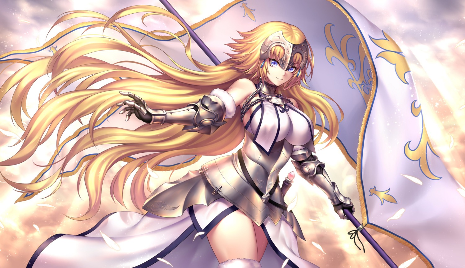 armor fate/grand_order jeanne_d'arc jeanne_d'arc_(fate) nasaniliu thighhighs weapon