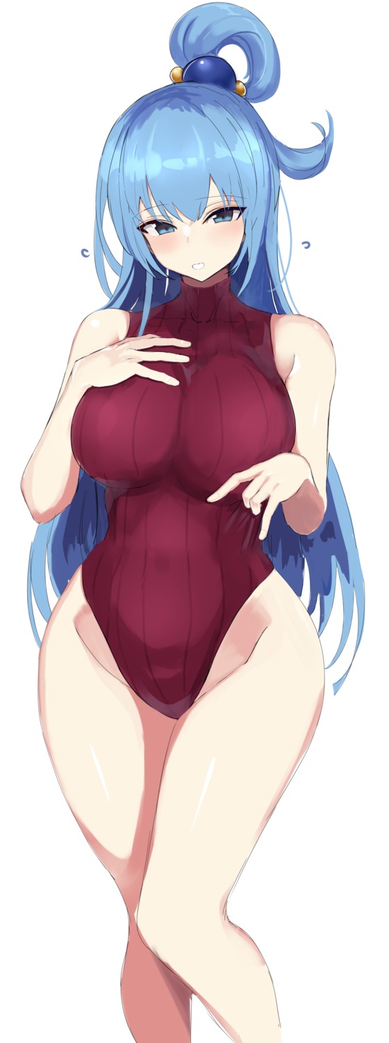 aqua_(konosuba) hanasaka_houcha kono_subarashii_sekai_ni_shukufuku_wo! leotard sweater